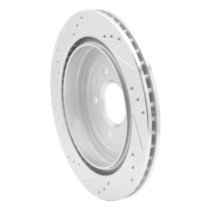 Cadillac ATS Brake Rotor (1) - Rear Right - R1 Concepts - Drilled & Slotted - Silver - `13-`19